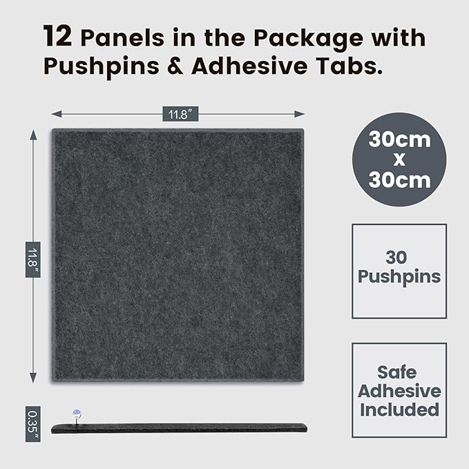 Large Cork Board for Walls with 30 Push Pins-48"X36", Easy to Peel&Stick Vision Bulletin Board Tiles, Black Poster Felt Board Supplies Set Home Office Classroom Corkboard Decor Self Adhesive