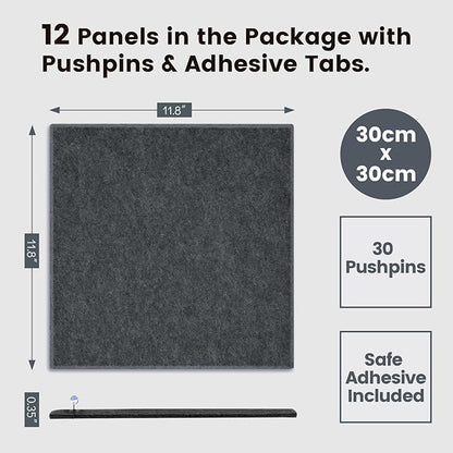 Large Cork Board for Walls with 30 Push Pins-48"X36", Easy to Peel&Stick Vision Bulletin Board Tiles, Black Poster Felt Board Supplies Set Home Office Classroom Corkboard Decor Self Adhesive