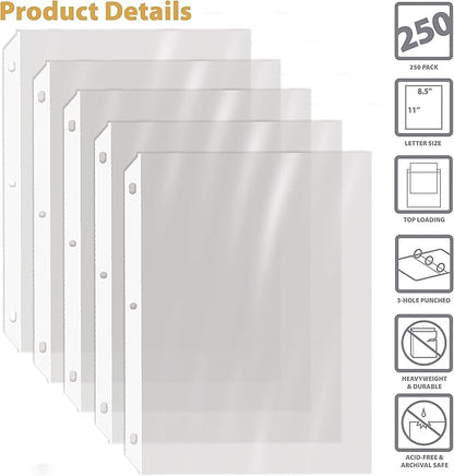 GOLD SEAL 250 Count Clear Heavyweight Poly Sheet Protectors 8.5" x 11", Extra Sturdy, Secure Topload, 250 Boxed Sheet Protectors