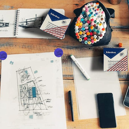 3 Pack Drafting Dots 7/8” Diameter, Low Tack, Easy Removal, Pre-Cut Drafting Tape Dots for Tracing, Drawing, Positioning, Roll of 500 Dots Per Box (Multicolored)