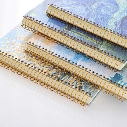 Starry Night Spiral Notebook Van Gogh Notebook Spiral Journal Hardcover Spiral Bound Journal for Women 300 Pages Wide Ruled for Work,School,Journaling,Office(Starry Night, B5 7.3" x 10.6")