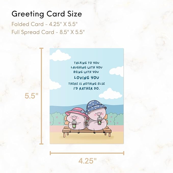 ALY LOU Cute Anniversary Card, Birthday Card for Her Him/Girlfriend Wife/Husband Boyfriend, Friendship Thank You Kawaii Greeting Card (There is nothing else, I’d rather do)