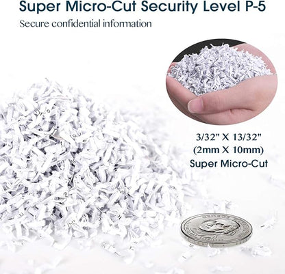 WOLVERINE 15-Sheet Super Micro Cut High Security Level P-5 Heavy Duty Paper/CD/Card Shredder for Home Office, Ultra Quiet by Manganese-Steel Cutter and 8 Gallons Pullout Waste Bin SD9520 (White ETL)