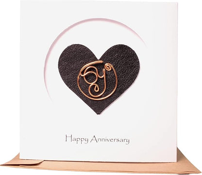 Personalized Initial Copper Card, Copper Initial, Anniversary Card for Her, Couple, Gift for Her (I)