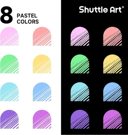 Shuttle Art Colored Retractable Gel Pens, 8 Pastel Ink Colors, Cute Pens 0.7mm Fine Point Quick Drying for Black Paper Writing Drawing Journaling Note Taking School Office Home