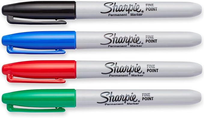 Sharpie Permanent Markers, Fine Tip, Assorted Standard Colours, 8 Pack