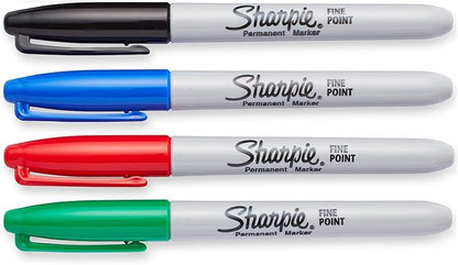 Sharpie Permanent Markers, Fine Tip, Assorted Standard Colours, 8 Pack