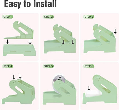 Guermok Thermal Shipping Label Holder for Rolls & Fan-Fold, Fragile Stickers for Shipping, Label Stand Desktop Printer Holder-Home Office Accessory Sticker Dispenser for Holographic (Green)