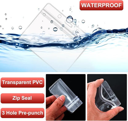 100 Pcs Lanyards for ID Badges and 100 Pcs Clear Name Tag Holders Reusable Lanyard with Clip Plastic ID Card Badge Holder Name Badges for Adults Kids Business School Office Supplies (Red)