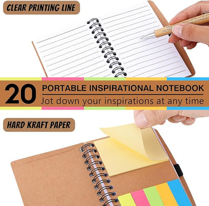 20 Sets Employee Appreciation Gifts Inspirational Spiral Notebooks with Sticky Notes Notepads Motivational Bamboo Ballpoint Pens for Nurse Coworker Teacher (SOMETIMES)