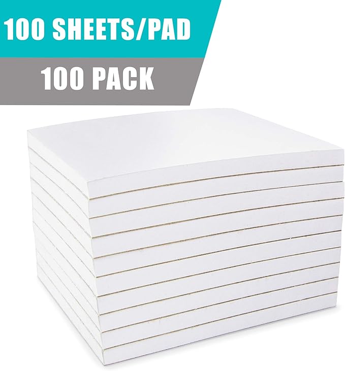 FMP Brands 100 Pack Note Pads 4x6, 100 Sheets Per Memo Pad, Writing Scratch Pad, Blank Notepad, White Waitress Server Note Pads, Paper Pad, To Do Grocery List Small Notepads