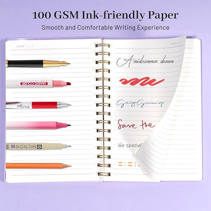 Yoment Spiral Notebook College Ruled A5 Spiral Bound Journal 160 Pages Thick Paper Plastic Hardcover Spiral Notebook 5x7 Wire Bound Notebooks for Note Taking School Office Supplies, Purple