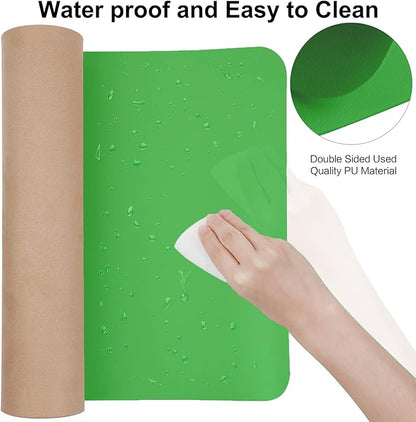 Boutilon Leather Desk Pad 35"x 17" Non-Slip Mouse Pad,Office Desk Mat,Waterprooft PU Leather Desk Blotter,Desk Pad Protector,Desk Writing Pad for Home Office Decor (L-Light Green,35"x 17")