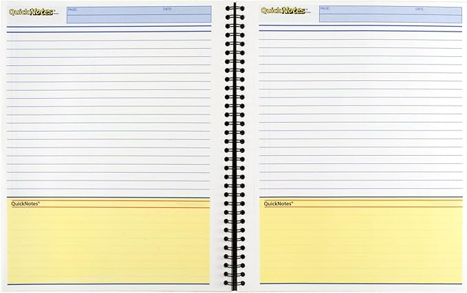 Cambridge Notebook, Business Notebook, 8-1/2" x 11", 80 Sheets, Legal Ruled, QuickNotes Notebook, Flexible Cover, Wirebound, Gray (06066)