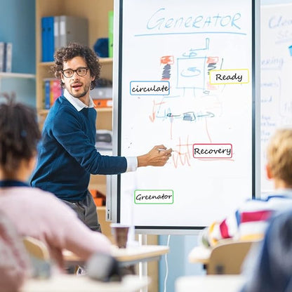 54pcs Magnetic Dry Erase Labels Colorful Name Tags Flexible Reusable Magnetic Label Stickers for White Board Refrigerator Locker Size 3.2"x1.2" by Mositear