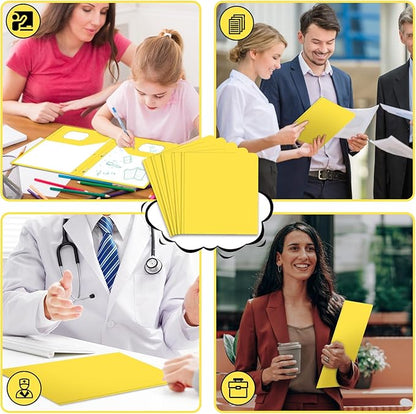 Folders with Pockets,SANXUEWJ 30 Pack Two Pocket Folders Business Card Holder Plastic Folders with Prongs for School Office Filing Cabinet Resume Portfolio (Yellow)