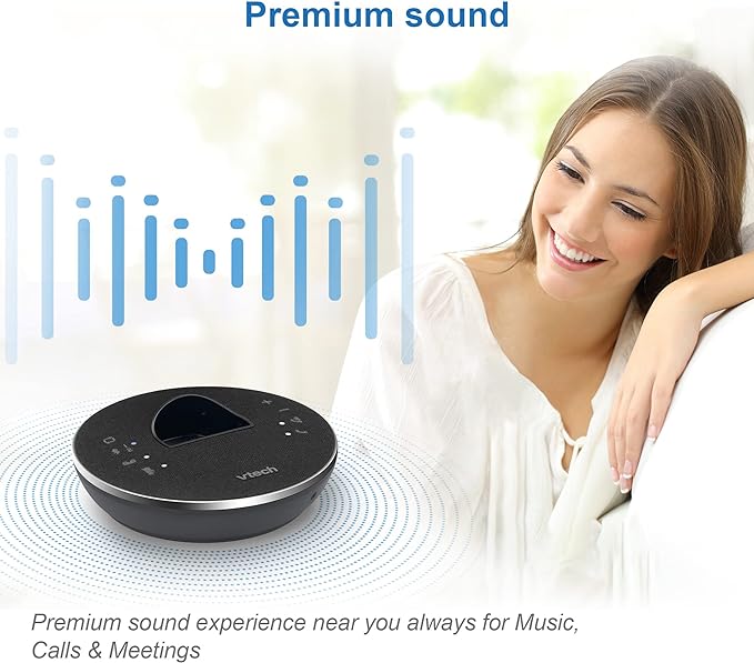 VTech LS6381-2 Bluetooth Speaker with Echo Cancellation, Noise Reduction, Music Streaming, PC/Landline/Cellular Calls, Paired with DECT6.0 Cordless Handset, Answering System, Smart Call Blocker,Black