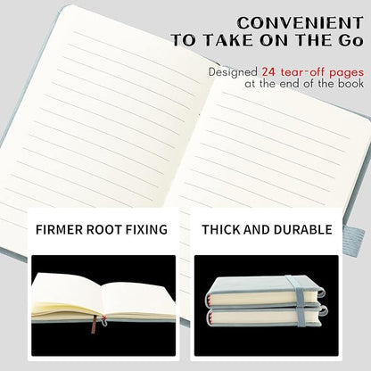 2Pack Pocket Notebook Small Notebook Journal Notebook 4 inches x 5.7 inches 200 Pages Leather Cover With Pen Holder Page Marker Ribbons(Blue)