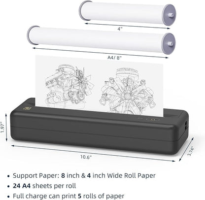 HPRT Wireless Portable Printer - Bluetooth Thermal Printer for Travel, Mobile Office, School, Home Compatible with iOS Android