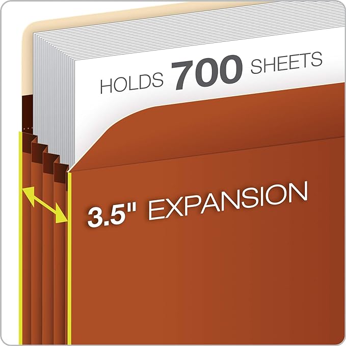 Pendaflex Expanding Accordion File Pockets, Extra Durable, Expands 3.5", Letter Size, Reinforced with Dupont Tyvek Material, 10/Box (15421), Brown