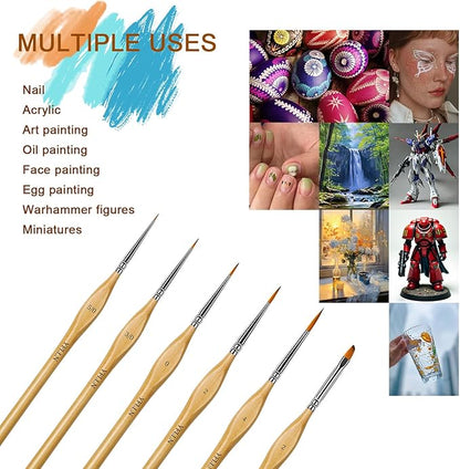 6Pcs Micro Paint Brushes Set with Triangular Handles - for Acrylics, Oils, Watercolors & Paint by Number, Citadel, Figurine, 40k，Mandala Painting（2PACK）
