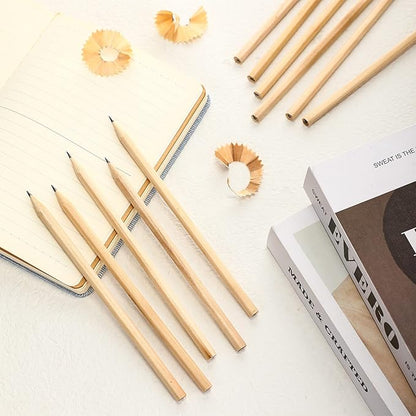 Fumete 260 Pieces Wooden Pencils Bulk No Eraser Hexagonal HB Graphite Unsharpened Natural Wood Pencils Without Erasers for Classroom School Home Office Drawing Sketching Learning