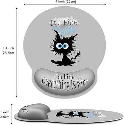 Ergonomic Mouse Pad with Wrist Support,Lightning Black Cat Mouse Pad with Wrist Rest,Relieve Wrist Pain Mousepad Non-Slip Rubber Base,Cute Mouse Pads for Desk,Computers,Laptop,Office,Home,Accessories