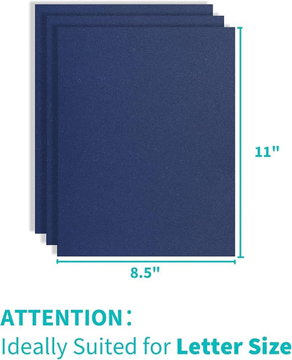 Binditek 25 Pack 16 Mil Sand-Textured Polycover, Heavy Weight Binding Front and Back Covers, Lightly Textured Sand Finish, 8-1/2" x 11", Square Corners, Un-Punched, Navy, Office Supplies