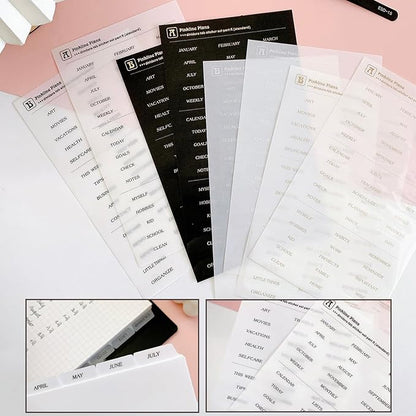 DY.2ten Clear Binder Dividers for 6-Holes Ring Binder, 1/7 Cut Tabs, A5 Size, Sturdy Plastic Dividers with 7 Tabs for School Office Home, 2 Sets, 14 Dividers, 2 Tab Stickers.