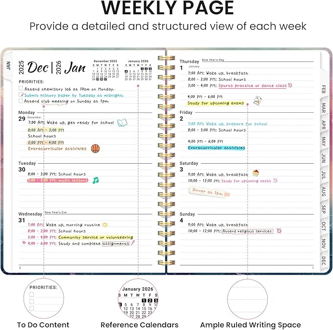 2026 Planner, Aesthetic Weekly and Monthly Planner for Women, Jan 2026 to Dec 2026, Hardcover 2026 Calendar Book with Monthly Tabs, Inner Pocket, Perfect for Office Home School - A4 (8.5" x 11"), Sunset