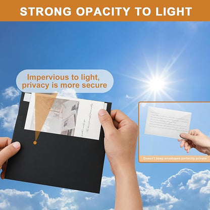 100 Packs Blank Black Greeting Cards and Envelopes 4 x 6 Heavyweight Folded Cardstock and A4 Envelopes Printable Self Seal for Thank You Cards, DIY Wedding Invitations, Baby Shower