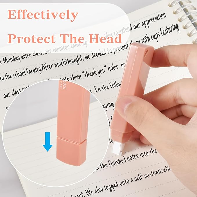 Temiary 6Pcs Mini White Out Tapes for Instant Correction, Cute Whiteout for Writing, Aesthetic Correction Tape Set Easy To Use for Students School Office Supplies (Pink)