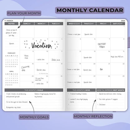 Clever Fox Dated Planner 2025-2026 – Weekly Life Planner Notebook for Goal Setting & Time Management – Planner with Habits Tracker, to-do List & Dated Pages – A5, Lasts 1 Year Lavender)