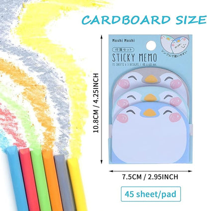 Molain Cute Sticky Notes, 6 Pack Cartoon Sticky Notes Animals Shape Markers Flags Self-Stick Memo Pads Students Home Office Roommates Gifts Tab Supplies 270 Sheets