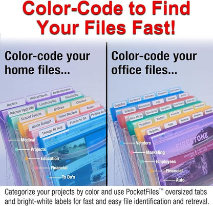 Ultimate Office StationMate Desktop Organizer (Includes 18, 3rd-Cut PocketFiles). Complete Project Manager and File Sorter for The Office or Home with an Incline Design Puts All Files in Clear View