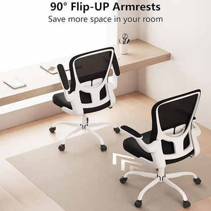 Ergonomic Office Chair, Comfort Swivel Home Office Task Chair, Breathable Mesh Desk Chair, Lumbar Support Computer Chair with Flip-up Arms and Adjustable Height