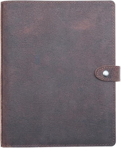 Fan&Ran Lined Leather Journal, 100 Sheets of College Ruled Paper 5.5"x8.5", 1" Rings Mini Binder, Interior Pockets, Refillable