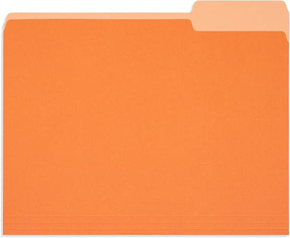 100 Blue Summit Supplies Orange File Folders Letter Size 1/3 Cut 100 Pack - Durable 11pt Two-Tone Paper, Orange Folders Bulk, Orange Manila Folders for Office and School