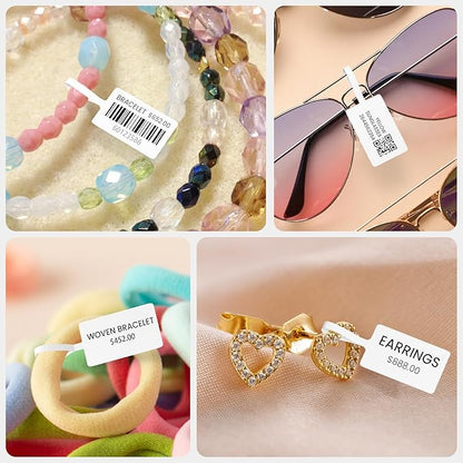Jewelry Price Label Tags Roll Compatible with Clabel Label Maker,White Stickers Thermal Paper Self-Adhesive Rectangle Tape,600 PCS Labels 6 Roll 1.18x2.75 Inch (30x70mm) for Necklace Earring Identify