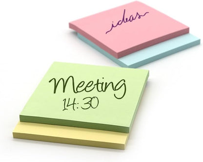 Emraw Sticky Notes Stick It Stickies, Plain Small 3" x 3" Square Pastel Watercolor Removable Self Stick On Note Memo Pad for Office, Home, School - Pack of 8 Pads