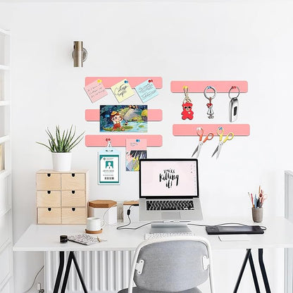 Felt Pin Board Bar Strips Bulletin Board for Bedrooms Offices Home Wall Decoration, Notice Board Self Adhesive Cork Board with 35 Push Pins for Paste Notes, Photos, Schedules