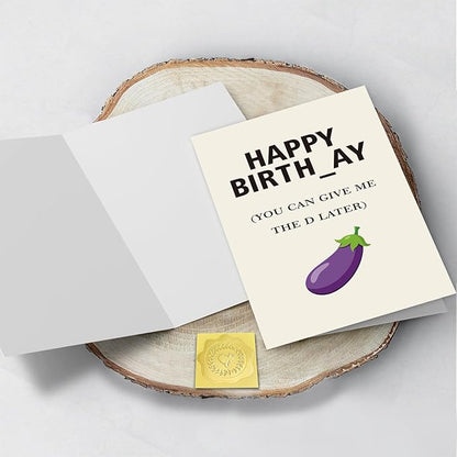 Hint Dirty D Birthday Card for Boyfriend Husband, Funny Birthday Card for Men Him, Give Me The D Late Card