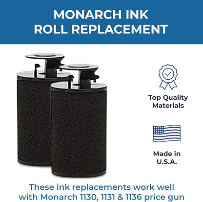 Perco Ink Roll for Monarch 1131 and 1136 Price and Date Guns - Pack of 4 Replacement Inkers for Monarch 1131 and 1136 Labelers - Easy to Load, Premium, Clear & Bold Prints - Made in USA