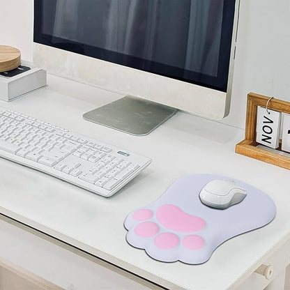 Ergonomic Mouse Pad with Wrist Rest,Cute Cat Paw Mousepad Wrist Support,Comfortable Massage Design Computer Pain Relief Mouse Pad with Non-Slip PU Base for Desk Laptop Gaming Office,Grey