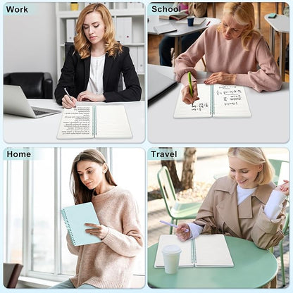 Light Green Lined Spiral Journal Notebook with 160 Pages, 8×5.7in, A5 Spiral Notebook, Journaling Notebooks for Work, School, Women, Men, College Ruled Spiral Notebook, Hardcover Leather Journals