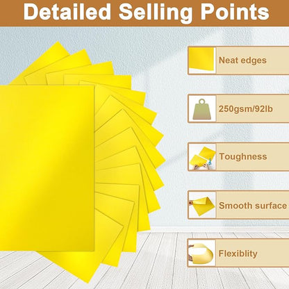 28 Sheets Shimmer Yellow Cardstock 8.5 x 11 Craft Paper, 250gsm/92lb Thick Printer Paper Card Stock for DIY Making Cards, Office, Scrapbooking, Invitations, Memos, Wedding