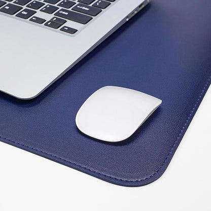Leather Desk pad Protector, Large Desk mat with Natural Cork & PU Leather,Mouse pad,Non-Slip Office Desk Mat,Waterproof Desk Writing Pad for Office and Home (Sapphire Blue,47in*23in)