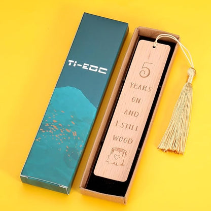 Wooden Bookmark 5 Year Anniversary Wood Gift for Him Her, 5th Anniversary Wooden Gifts for Wife Husband, 5 Year Marriage Gifts Anniversary for Couple, Fifth Anniversary Valentines Gifts for Women Men