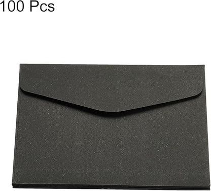 PATIKIL Mini Envelopes, 100 Pack Paper Blank Small Items Storage Business Card Holder for Greeting Note Party, Black
