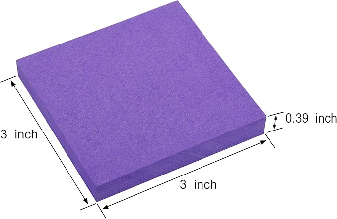 ZCZN 400 Sheets Pop-up Sticky Notes, 3 x 3 Inches, 4 Pads Bright Color Self-Stick Notes, 100 Sheets/Pad, Purple